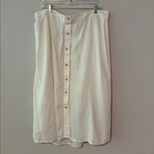LC Lauren Conrad Button-Front Midi Cream White Skirt